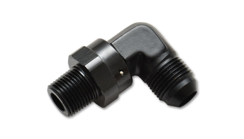 Vibrant -4AN to 1/4in NPT Male Swivel 90 Degree Adapter Fitting - Boost Factory