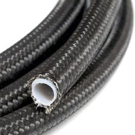 210004 -4AN PTFE Liner Braided Black Nylon/Stainless Steel Hose. Sold/ft.