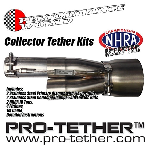 Performance World - 212350 PRO-TETHER Header Collector Tether Kit 2.125"/3.50". NHRA Accepted