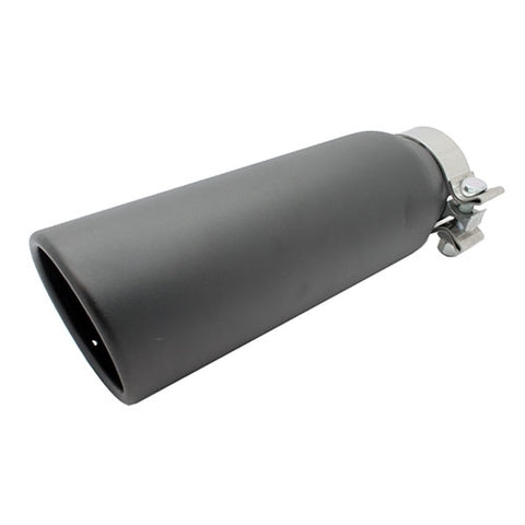253512BK T304 Stainless Steel Black Coated Exhaust Tip. 2.50" inlet, 3.50" outlet, 12" long