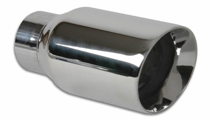 Vibrant 3in Round SS Exhaust Tip (Double Wall Angle Cut Beveled Outlet) - Boost Factory