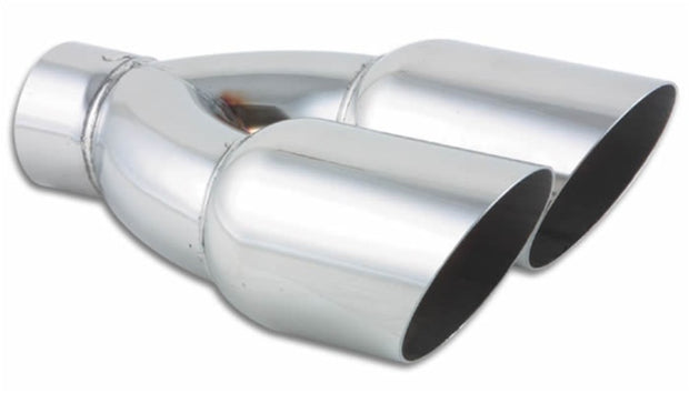 Vibrant Dual 3.5in Round SS Exhaust Tip (Single Wall Angle Cut) - Boost Factory