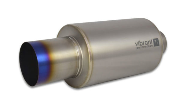 Vibrant Titanium Muffler w/Straight Cut Burnt Tip 3in. Inlet / 3in. Outlet - Boost Factory