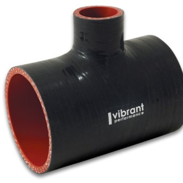 Vibrant 4 Ply Reinforced Silicone T Adapter - 2in Outlet ID x 4in OAL x 1in Branch ID (BLACK)
