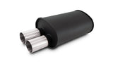 Vibrant Streetpower Flat Blk Muffler 9.5x6.75x15in Body Inlet ID 3in Tip OD 3in w/Dual Straight Tips
