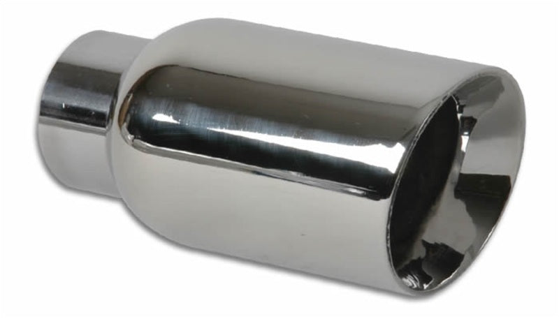 Vibrant 4in Round SS Exhaust Tip (Double Wall Angle Cut Beveled Outlet) - Boost Factory