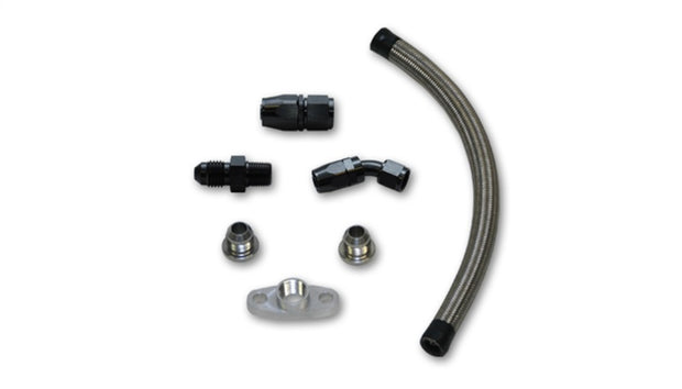 Vibrant Univ Top Mount Oil Drain Kit incl 20in Teflon lined S.S. hose Fitting - Boost Factory