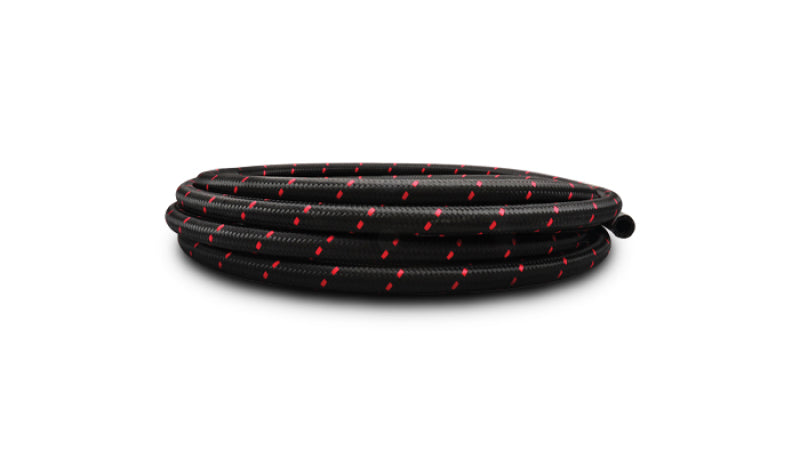 Vibrant -6 AN Two-Tone Black/Red Nylon Braided Flex Hose E85 Friendly (20ft Roll) - Boost Factory