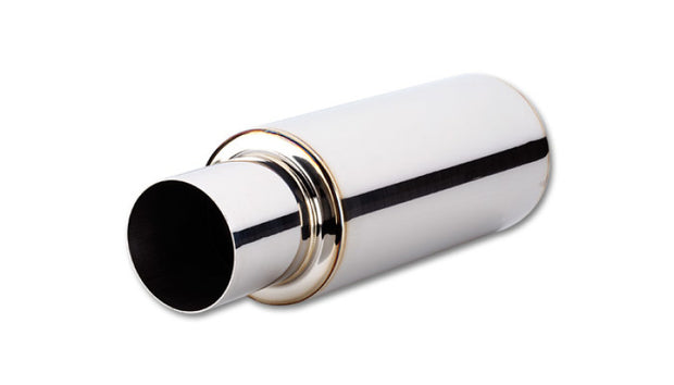 Vibrant TPV Round Muffler (23in Long) with 4in Round Tip Straight Cut - 2.5in inlet I.D. - Boost Factory