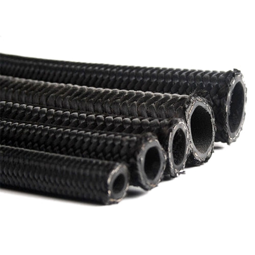 Performance World - 500004 -4AN Braided Black Nylon/Stainless Steel Hose. Sold/ft.