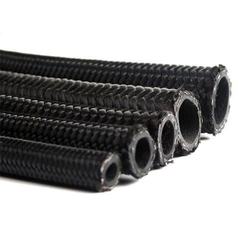 500006 -6AN Braided Black Nylon/Stainless Steel Hose. Sold/ft.