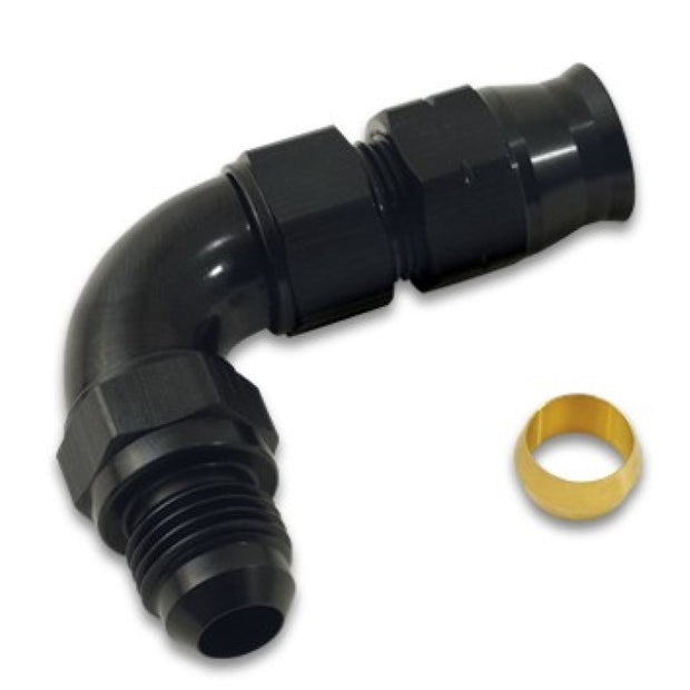 Vibrant 90 Degree 1/2in Tube to Male -8AN Flare Adapter w/ Olive Inserts