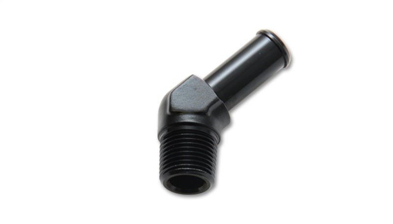 Vibrant 1/8 NPT to 1/4in Barb Straight Fitting 45 Deg Adapter - Aluminum - 11220