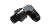 Vibrant -8AN to 1/4in NPT Male Swivel 90 Degree Adapter Fitting