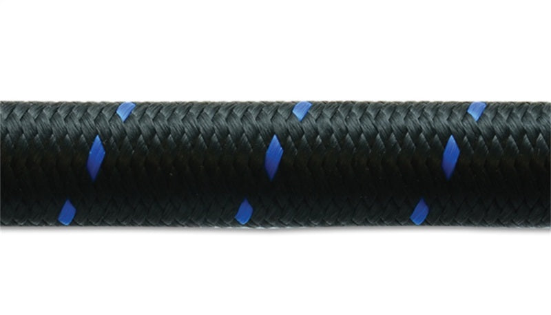 Vibrant -12 AN Two-Tone Black/Blue Nylon Braided Flex Hose (2 foot roll)