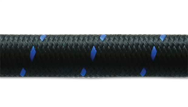Vibrant -12 AN Two-Tone Black/Blue Nylon Braided Flex Hose (5 foot roll) - Boost Factory