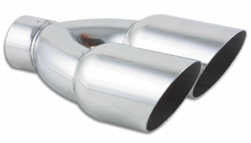 Vibrant Dual 3.5in Round SS Exhaust Tip (Single Wall Angle Cut) - Boost Factory