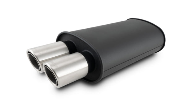 Vibrant Streetpower Flat Blk Muffler 9x5x15in Body 2.5in Inlet ID 3in Tip OD w/Dual Angle Tips - Boost Factory