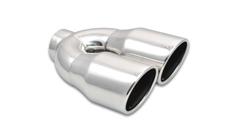 Vibrant 2.5in ID Dual 3.5in OD Round SS Exhaust Tip (Single Wall Angle Cut) - Boost Factory