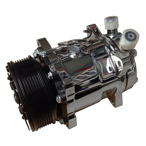 Performance World - 8004 Chrome 4514 Sanden Style Air Conditioning Compressor. 7 groove pulley
