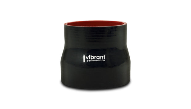 Vibrant 3.5in I.D. x 4.250in I.D. x 4.5in Long 4 Ply Gloss Black Silicone Transition Hose - 19748