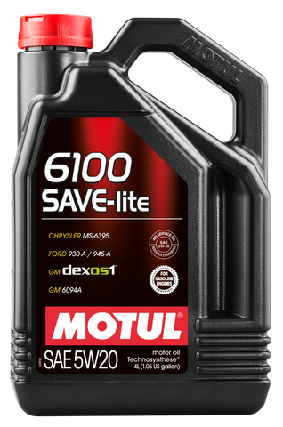 Motul 4L Technosynthese Engine Oil 6100 SAVE-LITE 5W20 - Ford M2C 930-A 945-A API SN