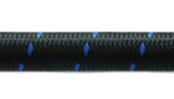 Vibrant -4 AN Two-Tone Black/Blue Nylon Braided Flex Hose (10 foot roll)