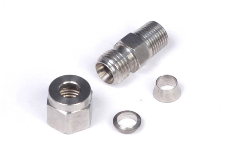 Haltech 1/4in Stainless Compression 1/8in NPT Thread Fitting Kit w/Nut & Ferrule - HT-010813