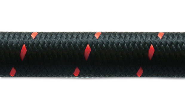 Vibrant -10 AN Two-Tone Black/Red Nylon Braided Flex Hose (20 foot roll) - Boost Factory