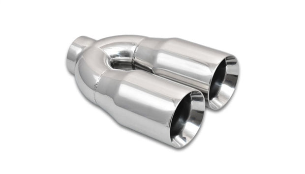 Vibrant 2.5in ID Dual 3.5in OD Round SS Tips (Double Wall, Straight Cut) - Boost Factory