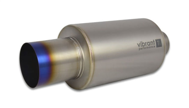 Vibrant Titanium Muffler w/Straight Cut Burnt Tip 3in. Inlet / 3in. Outlet - Boost Factory