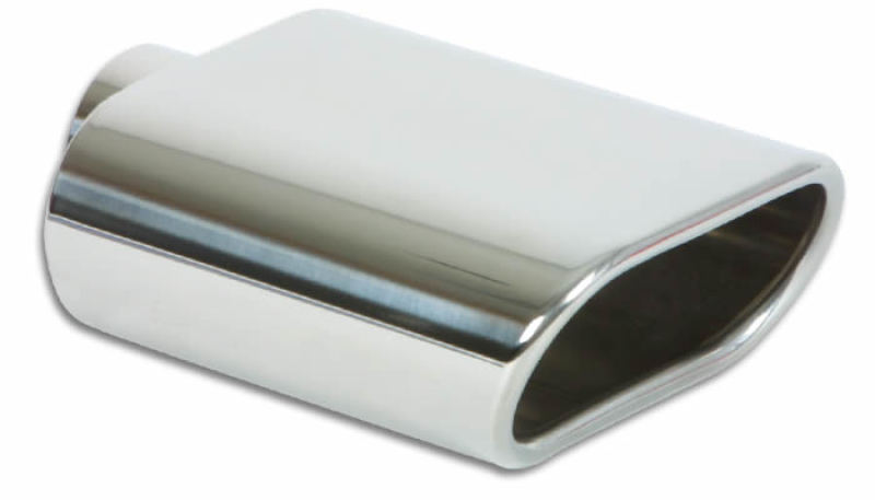 Vibrant 5.5in x 3in Oval SS Exhaust Tip (Single Wall Angle Cut Rolled Edge) - Boost Factory