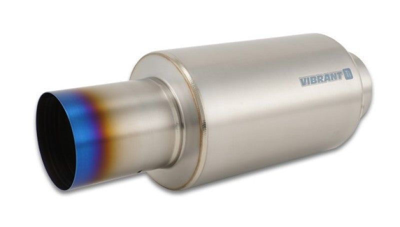 Vibrant Titanium Muffler w/Straight Cut Burnt Tip 4in Inlet / 4in Outlet - Boost Factory
