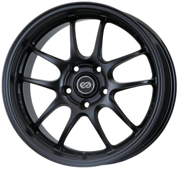Enkei PF01 18x8.5 48mm Offset 5x114.3 Bolt Pattern 75 Bore Dia Black Wheel 08-10 Subaru STI