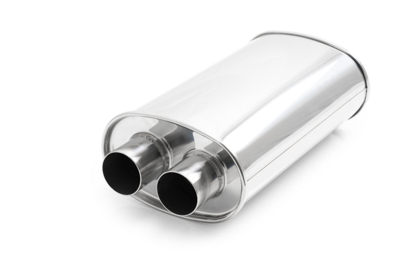 Vibrant Universal Streetpower 2.5in Stainless Steel Dual In-Out Oval Muffler - Boost Factory