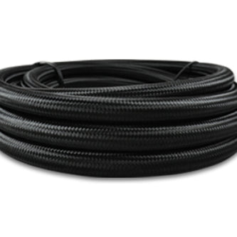 Vibrant -4 AN Black Nylon Braided Flex Hose w/ PTFE liner (5FT long) - Boost Factory