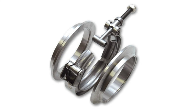 Vibrant T304 SS V-Band Flange Assembly for 4in O.D. Tubing incl 2 V-Band flanges & 1 V-Band Clamp - Boost Factory