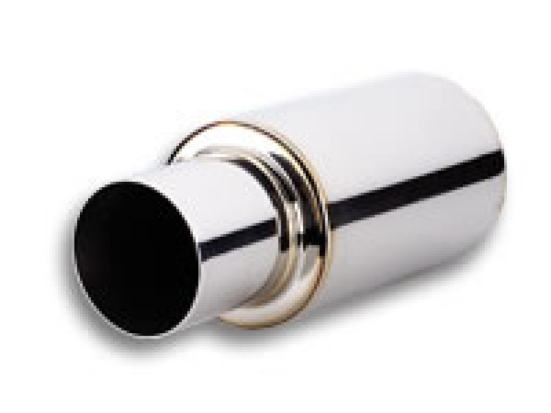 Vibrant TPV Turbo Round Muffler (17in Long) with 4in Round Tip Straight Cut - 3in inlet I.D. - Boost Factory