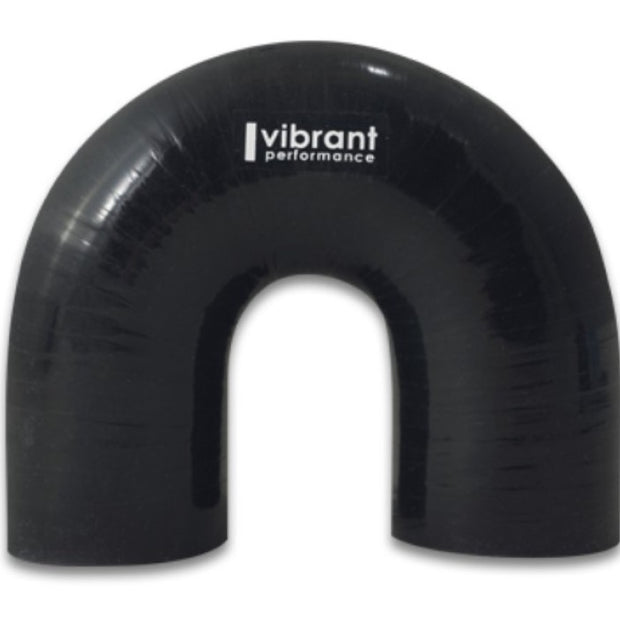 Vibrant 4 Ply Reinforced Silicone Elbow Connector - 1.75in ID x 5.50in Leg 180 Deg Elbow (BLACK)