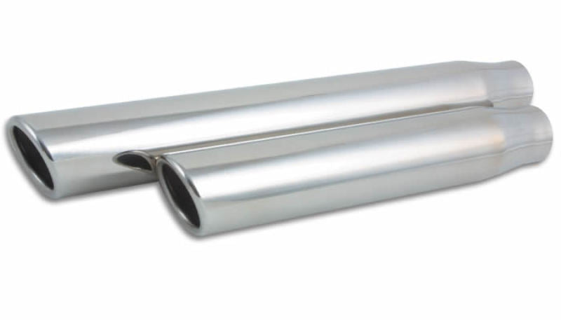 Vibrant 3.5in Round SS Truck/SUV Exh Tip (Single wall Angle Cut Rolled Edge) - 3in inlet 11in long - Boost Factory
